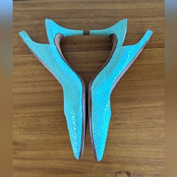 DKNY Coastal Beach Mermaid Tropical Chic Leather Snakeskin Textured Slingbacks 6 - Picture 7 of 10